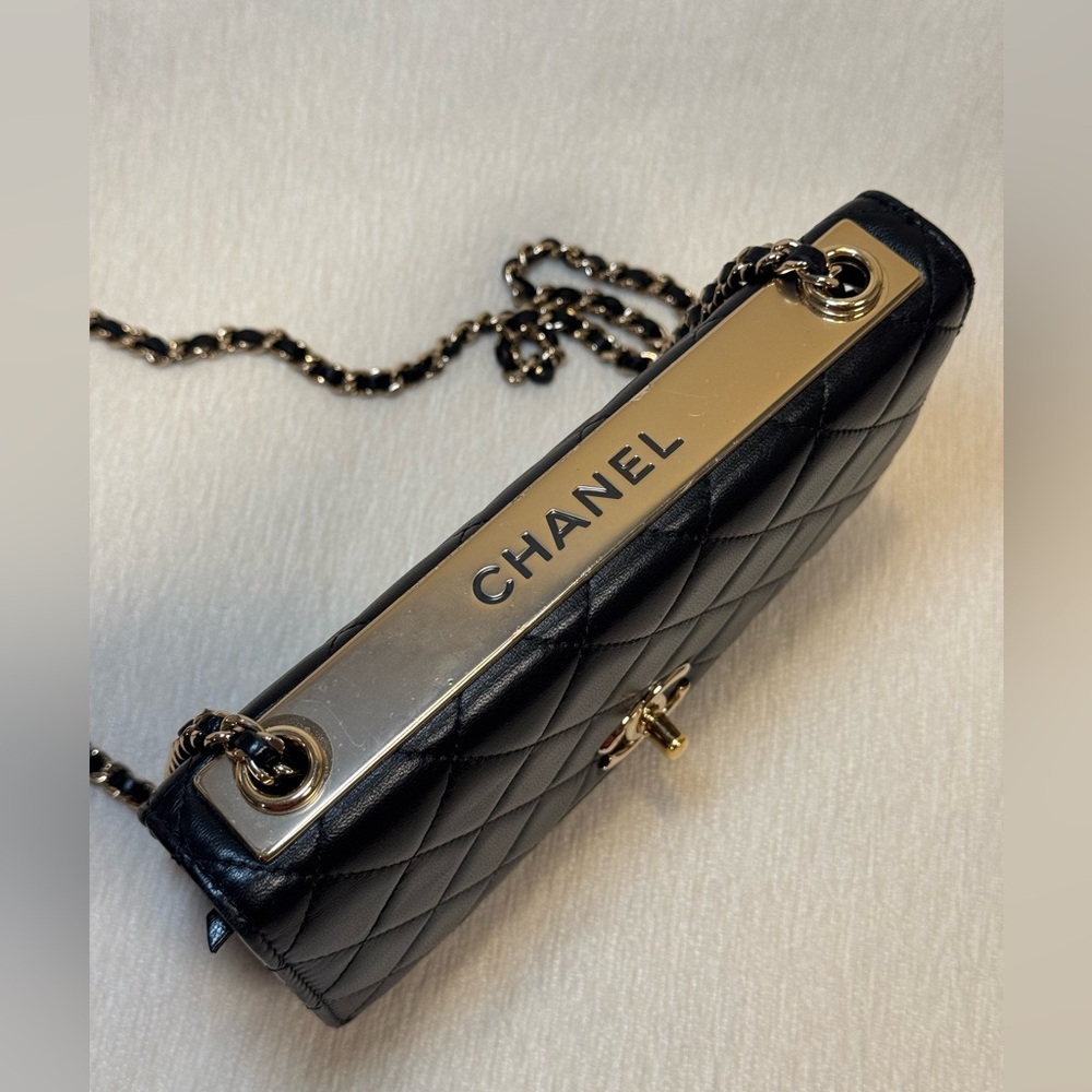 chanel trendy cc lambskin wallet on chain woc black - Picture 4 of 11
